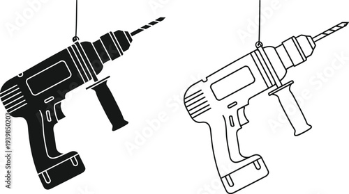 Drill tool power isolated on transparent background, Vector