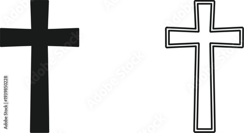 Cross symbol christian religion isolated on transparent background, Vector