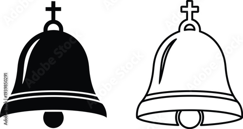 Church bells icons set isolated on transparent background, Vector