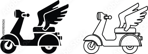 Winged scooters freedom isolated on transparent background, Vector