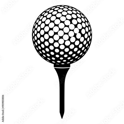 Golf Ball Ready for the Tee-Off: A pristine golf ball perched atop a tee, awaiting the precision and power of a swing, ready for a match on the green. 