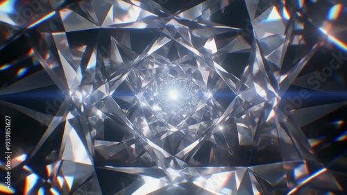 中央の結晶光がゆっくり広がる透明感あふれるラグジュアリー輝き背景