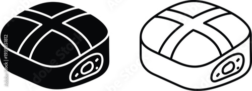 Black and white boxing gloves isolated on transparent background, Vector