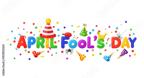 Colorful April Fools Day Text Illustration.