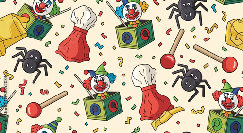 Colorful Clown and Magic Jack in Box.