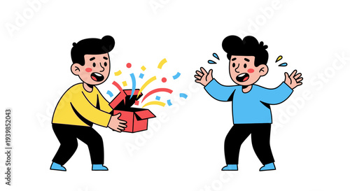 Man Surprised by Gift from Another Man.