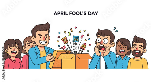 People Celebrating April Fools Day Surprise.