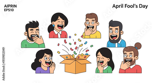 People Surprised by April Fools Day Box.