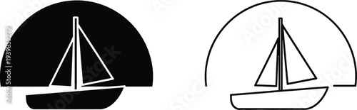 Sailing boat logo design isolated on transparent background, Vector