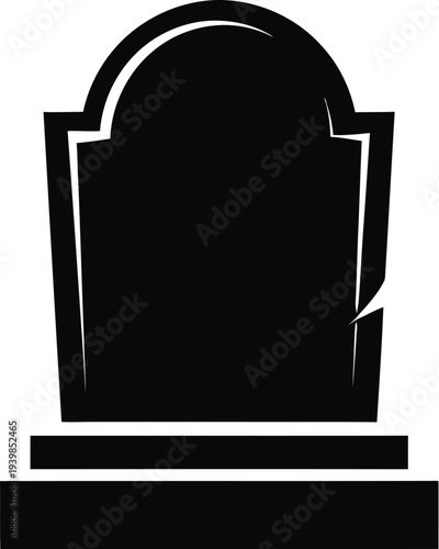 Black silhouette tombstone icon isolated on transparent background, Vector