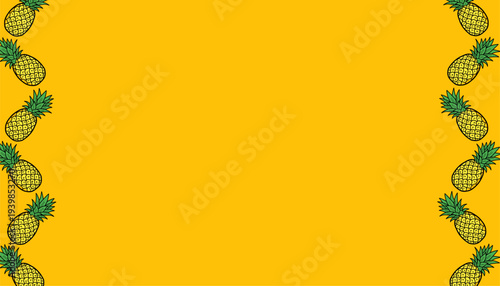 Pineapple background Pattern Vector. Hand Drawn Tropical Fruit. Outline Doodle Illustration Style. Repeating Summer Food Motif. Decorative Textile Packaging Design.