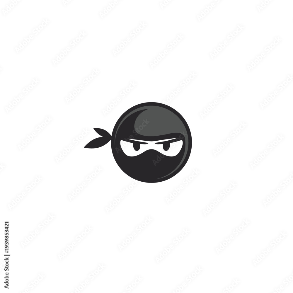 Obraz premium Ninja head logo icon flat vector design