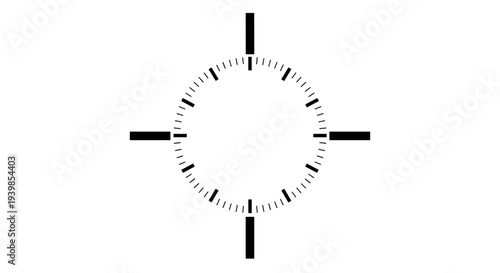 Crosshair targeting reticle symbol with minute markers and cardinal points representing focus precision aiming
