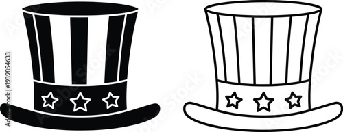American top hats stars isolated on transparent background, Vector