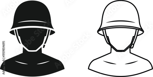 Helmet silhouette and line art illustration isolated on transparent background, Vector