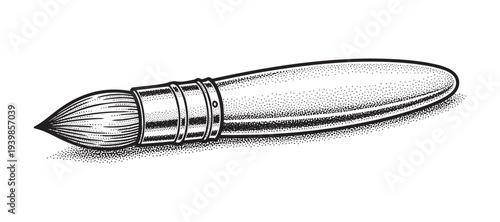 Paint brush vector illustration with stippling and hatching engraving, drawing, ink, and line art