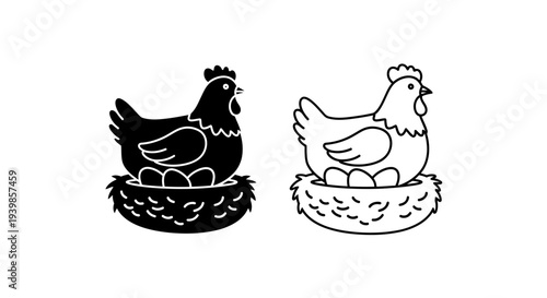 Chickens eggs nest illustration Vector