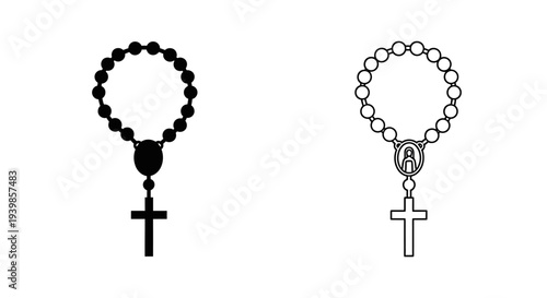 Religious rosary beads cross Vector