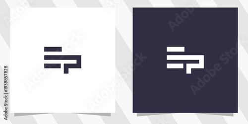 letter ep pe logo design vector