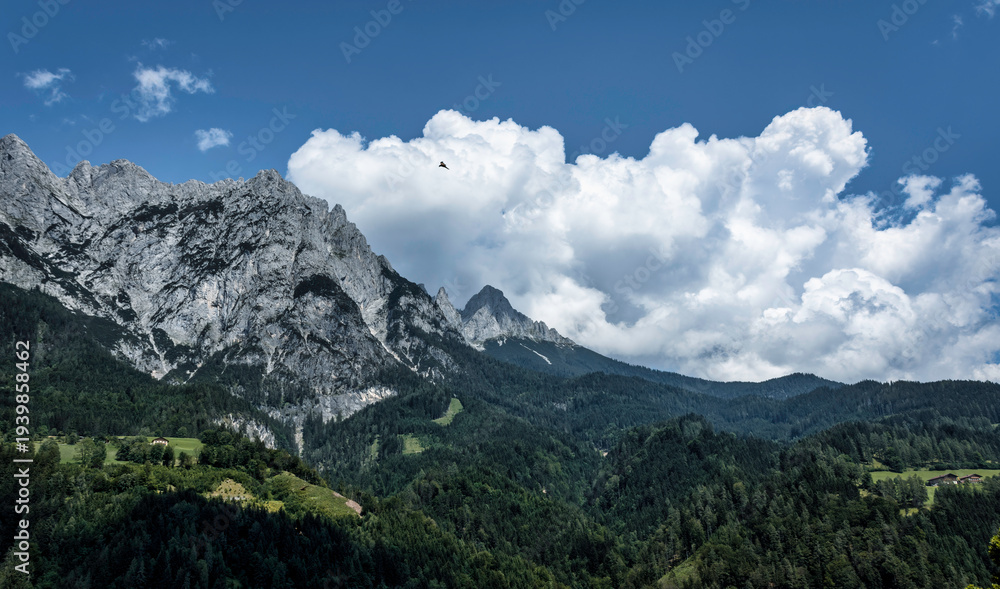 Fototapeta premium Dramatic Alpine Peaks Above Green Valleys in Austria