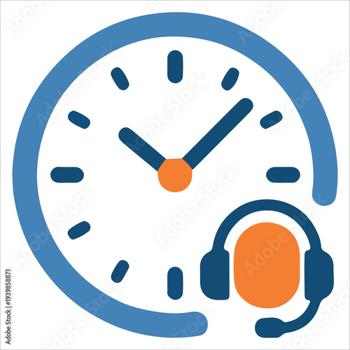 24 Hourse Support Vector Icon, White Background, EPS 10