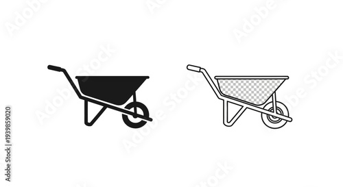 Wheelbarrow icon set Vector