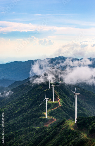 Windmills on Queyashan Mountain in Heyuan, Guangdong