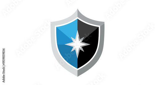 Geometric Shield with a Star Representing Security and Aspirations Icon. transparent.