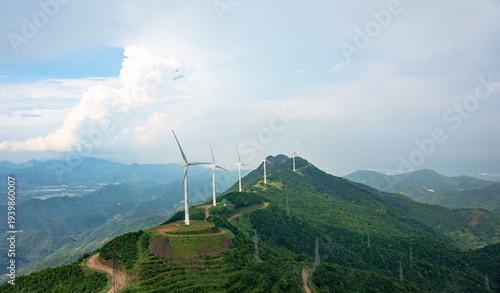Windmills on Queyashan Mountain in Heyuan, Guangdong