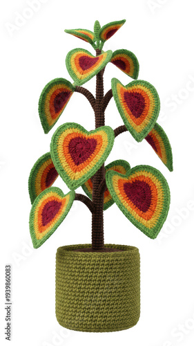 Wallpaper Mural Crocheted heart leaf plant in green pot for home decor Torontodigital.ca