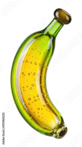 Wallpaper Mural Vibrant green glass bottle shaped like a banana filled with yellow liquid Torontodigital.ca