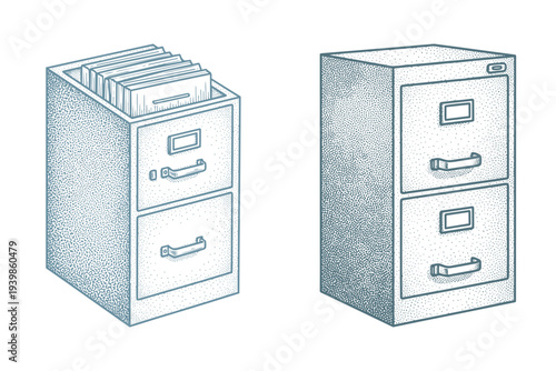 Vector illustration of filing cabinets for office organization