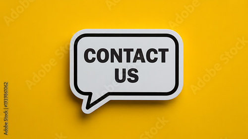 Modern contact us speech bubble on vibrant yellow background