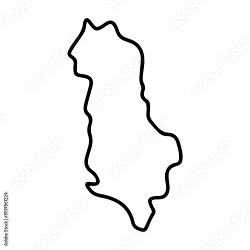 Albania vector country map outline. Black line on white