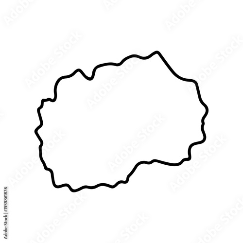 black vector Macedonia outline map isolated on white