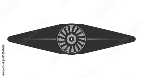 Industrial fan or turbine blade component. Technical vector icon for mechanical ventilation, engine exhaust, or cooling system technology. Flat industrial design.