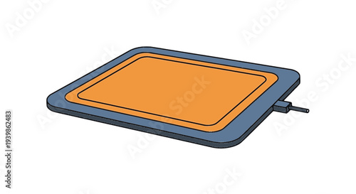 Wireless charging pad and induction power station vector. Modern electronic gadget for mobile phone charging, heat mat, or smart surface technology. Portable power supply device in isometric view.