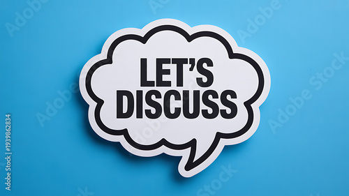 Let's Discuss speech bubble on blue background