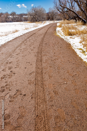 muddy road in the snow