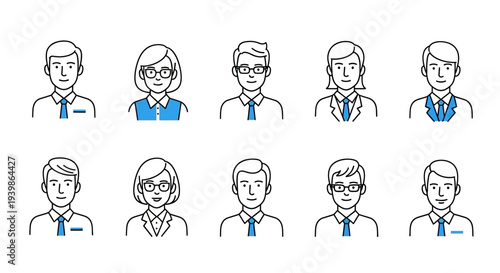 Diverse Business People Avatars: Men and Women in Professional Attire
