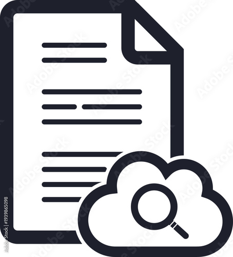 クラウドでドキュメントを検索するデータ管理アイコン