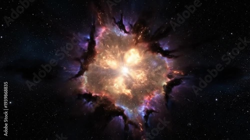 Galaxy Explosion in Cosmic Dance with Vibrant Colors and Soft Lighting for Space Background