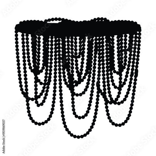 Elegant beaded curtain hanging with luxurious tassel details