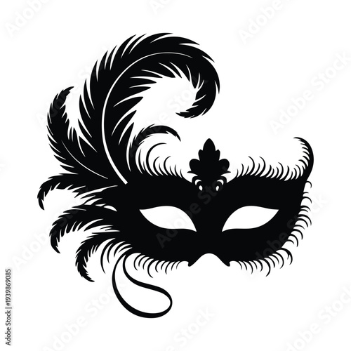 Elegant masquerade mask with feathers and floral design