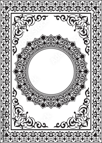 Illustration of decorative islamic frame with floral ornament