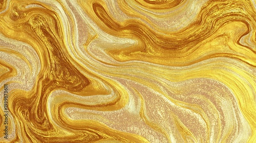 Luxurious gold foil pattern with abstract metallic swirls
