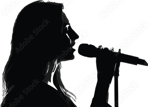 Dynamic black silhouette of a female basketball player jumping high in the air to score a layup at the hoop
