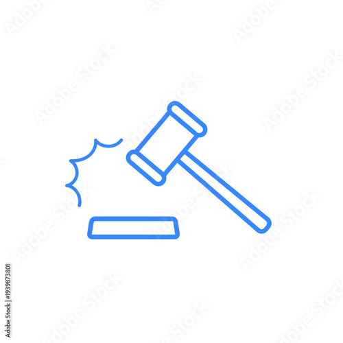 Judge Gavel Hitting Sound Block Icon – Justice, Court Decision, Law Enforcement and AI Governance Concept
