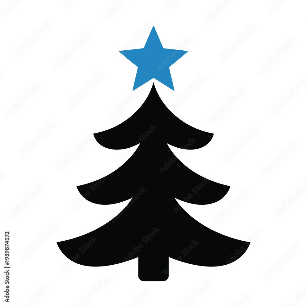 Fototapeta premium Black White Christmas Tree vector