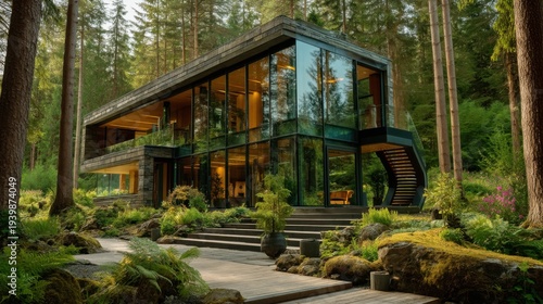 Luxury Forest Dwelling: Contemporary Architecture in Nature generated by AI